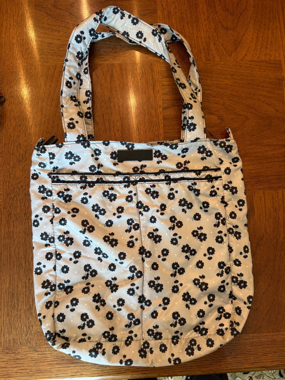 Ju-Ju-Be White Tote with Black Floral Print